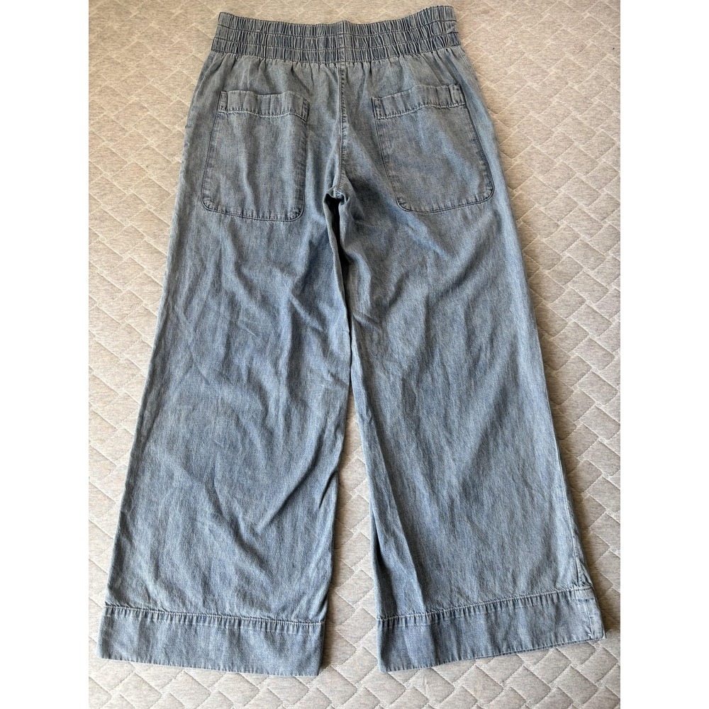 We The Free Jeans Womens Large Blue Light Wash Wide Leg Breezy Denim Pull On - Picture 6 of 12